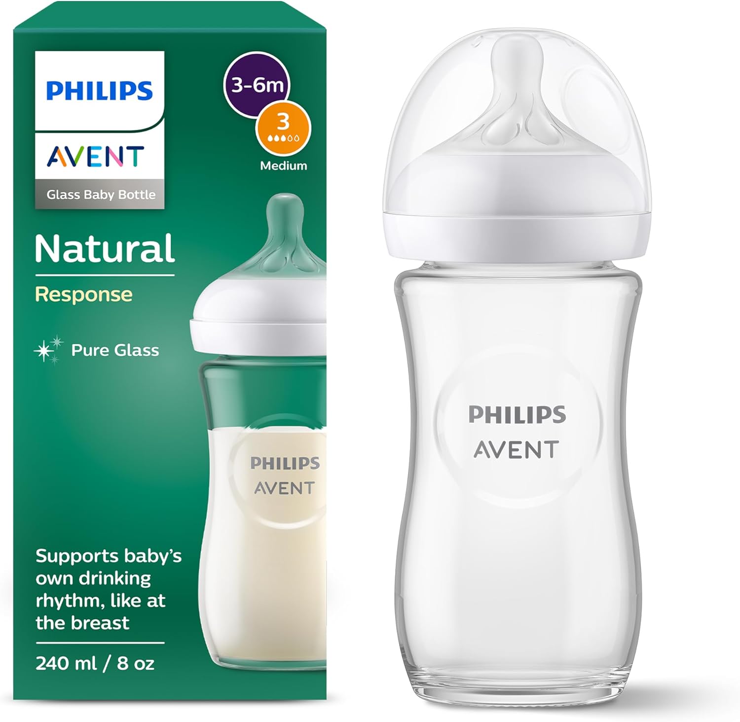 Philips Avent Natural Glass Baby Bottle 240ml